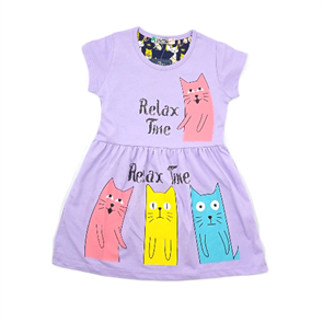 Платье для девочки с кошками 2-7 лет в трех цветах