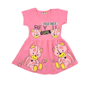 Детское розовое платье 2-8 лет с принтом