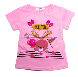 Розовая футболка для девочек 2-5 лет For You