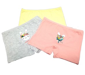 Комплект трусики-шорты для девочек принт зайчик 3 шт в упак