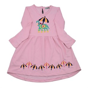 Платье для девочки с рукавом 110-140, розовое